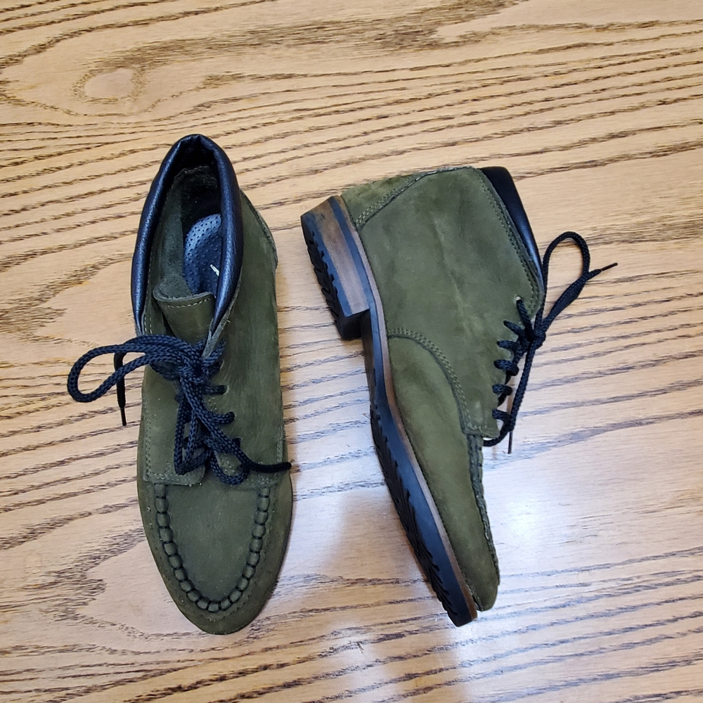 Women's Olive Green Suede Ankle Boots